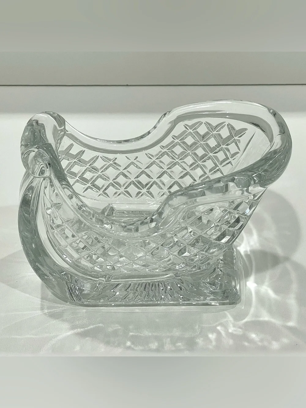 Vintage Crystal Sleigh Candy Dish Centerpiece Holiday Decor | EUC